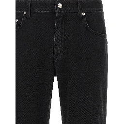 Black Cotton Cropped Jeans
