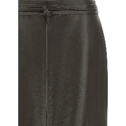 Brown Lamb Leather Midi Skirt