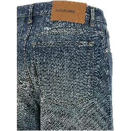 Blue Cotton Flared Jeans