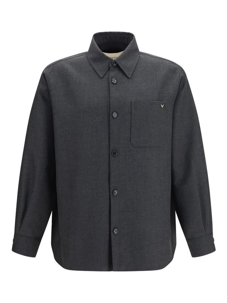 Gray Polyester Full-Length Jacket