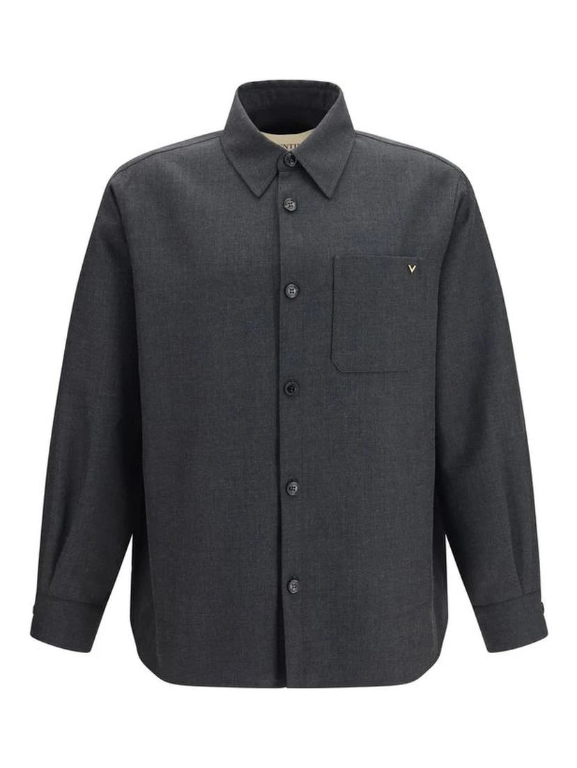 Gray Polyester Full-Length Jacket