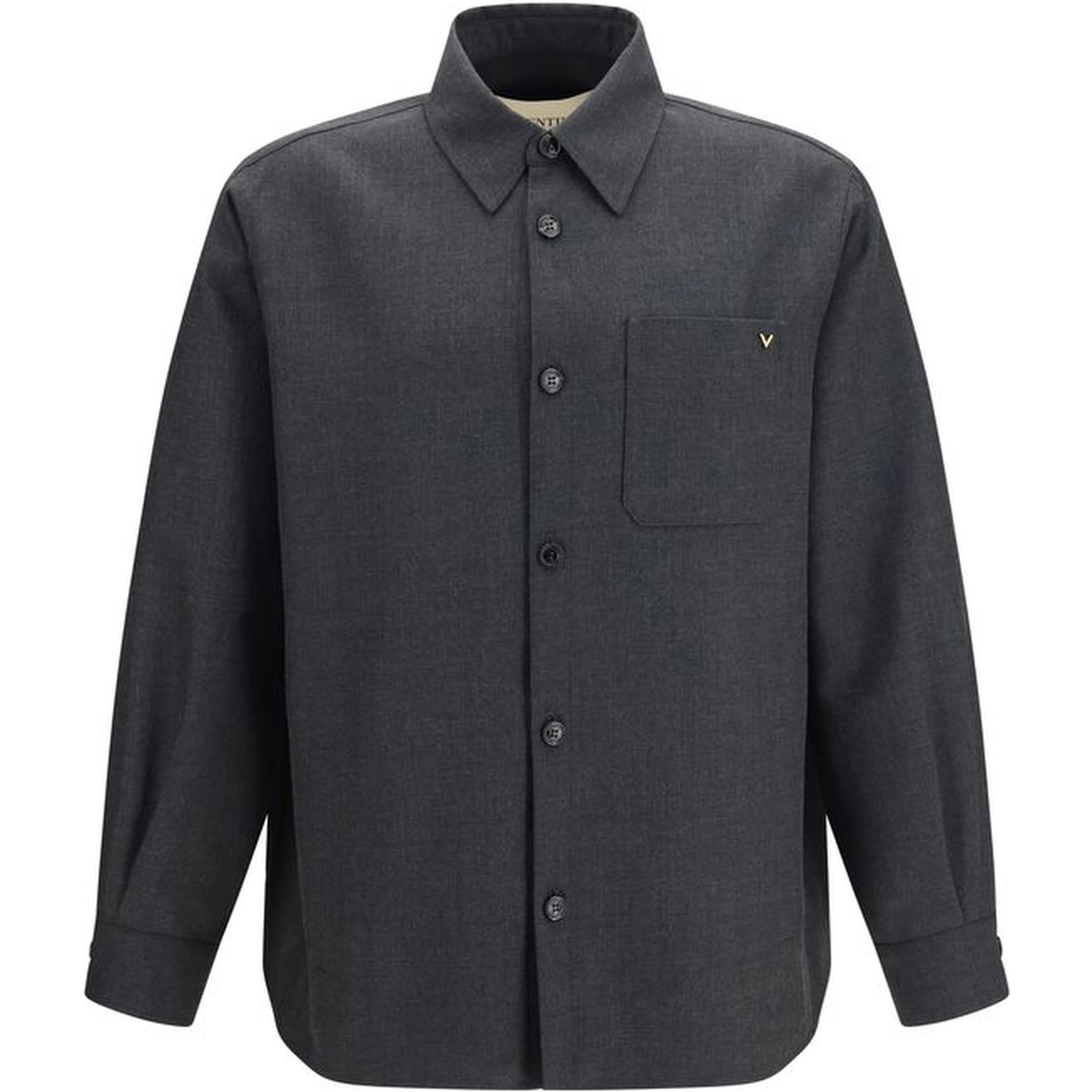 Gray Polyester Full-Length Jacket