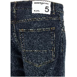 Blue Cotton Cropped Jeans
