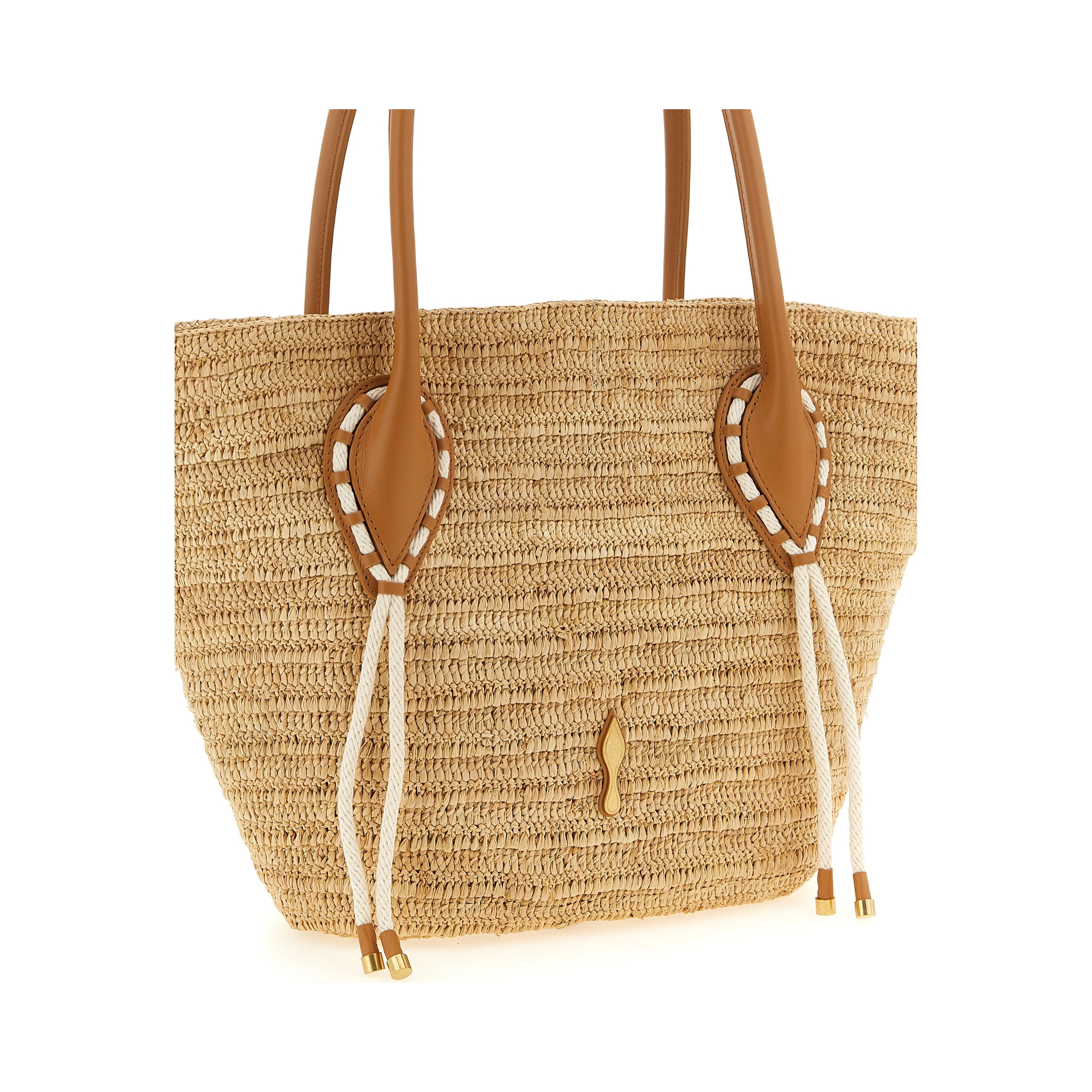 Beige Raffia Tote Bag