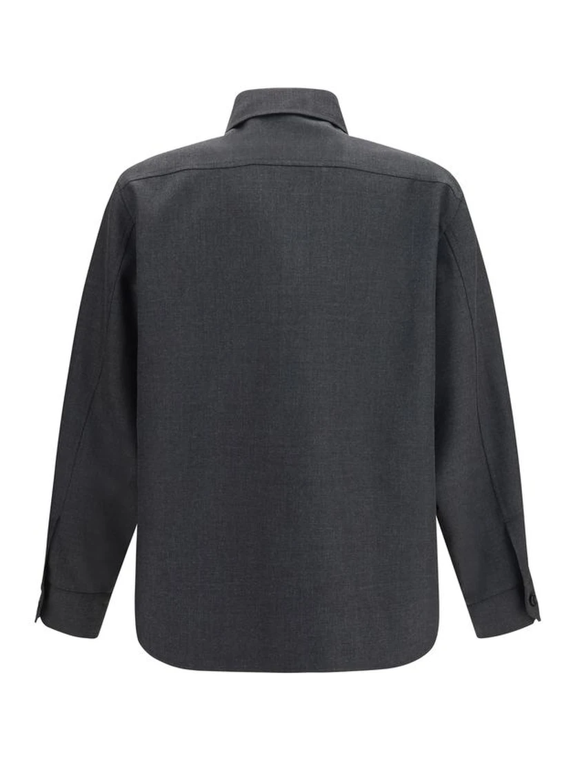 Gray Polyester Full-Length Jacket