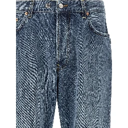 Blue Cotton Tapered Jeans