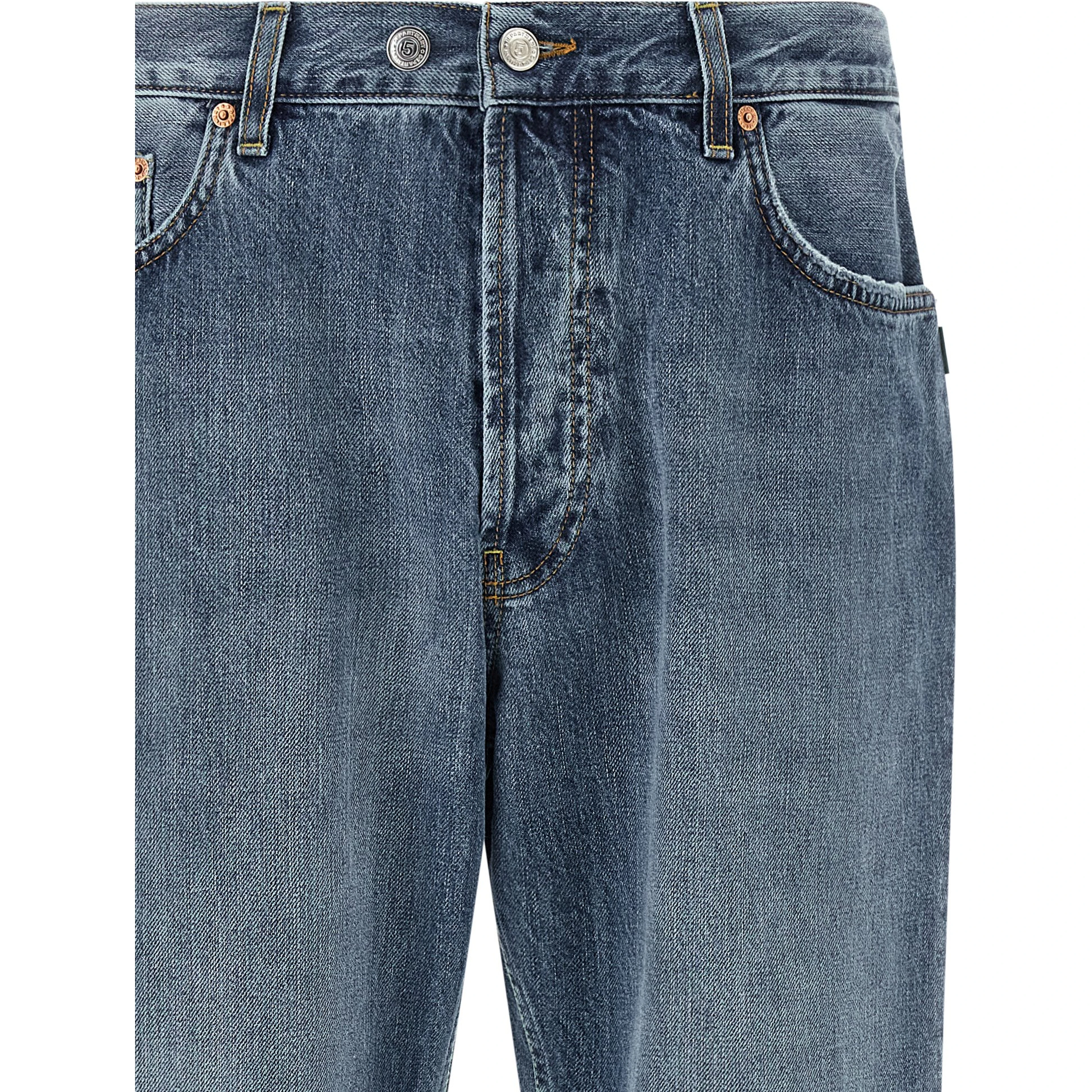 Blue Cotton Tapered Jeans