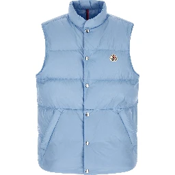Blue Polyamide Sleeveless Jacket