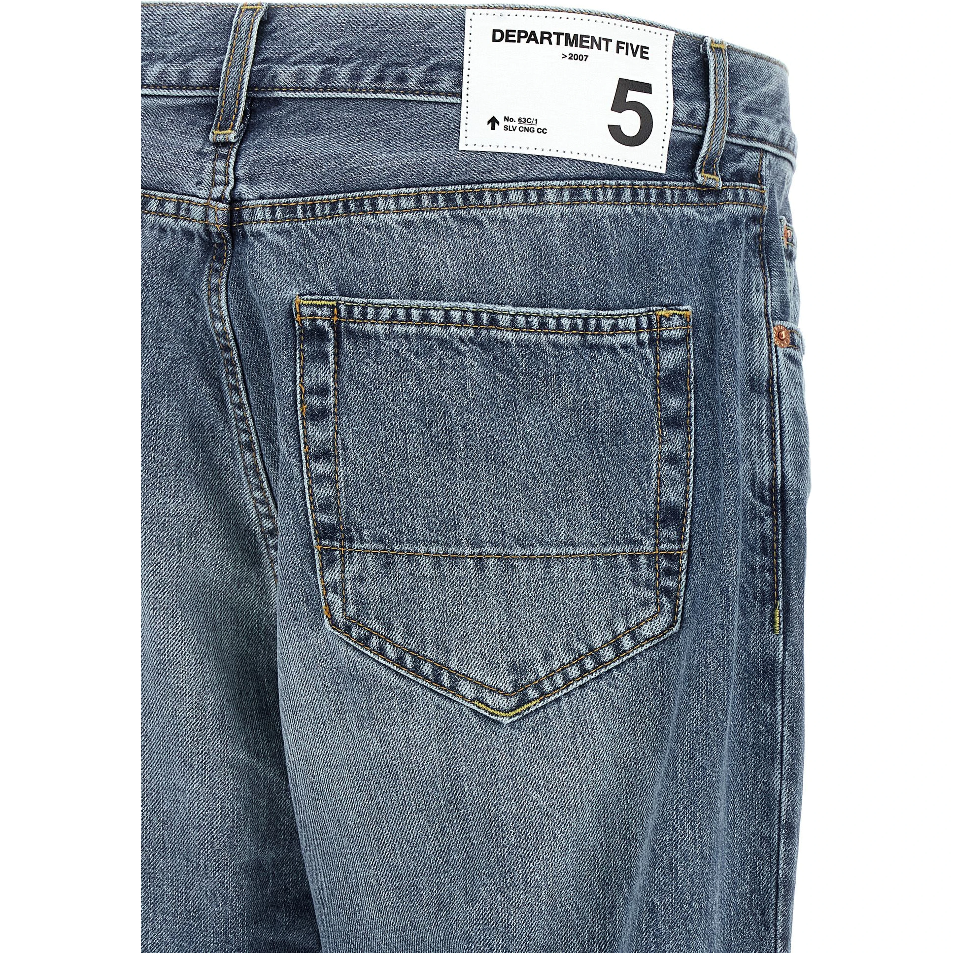 Blue Cotton Tapered Jeans