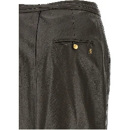 Brown Lamb Leather Midi Skirt