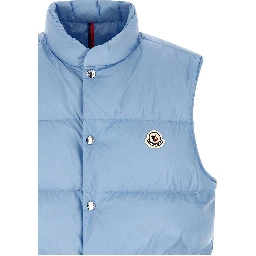 Blue Polyamide Sleeveless Jacket