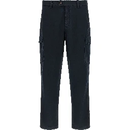 Blue Cotton Cargo Pants