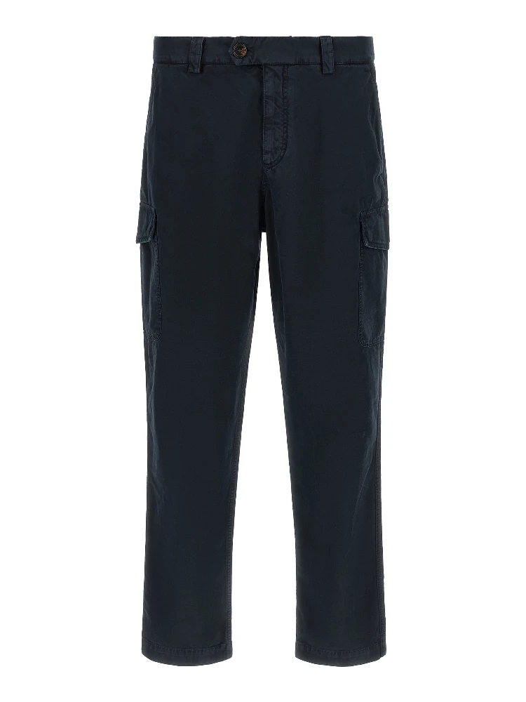 Blue Cotton Cargo Pants