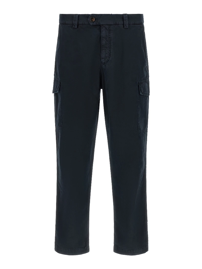 Blue Cotton Cargo Pants