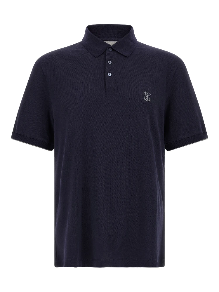 Blue Cotton Polo Shirt