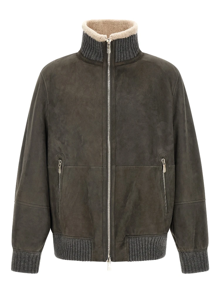 Gray Lamb Leather Leather Jacket