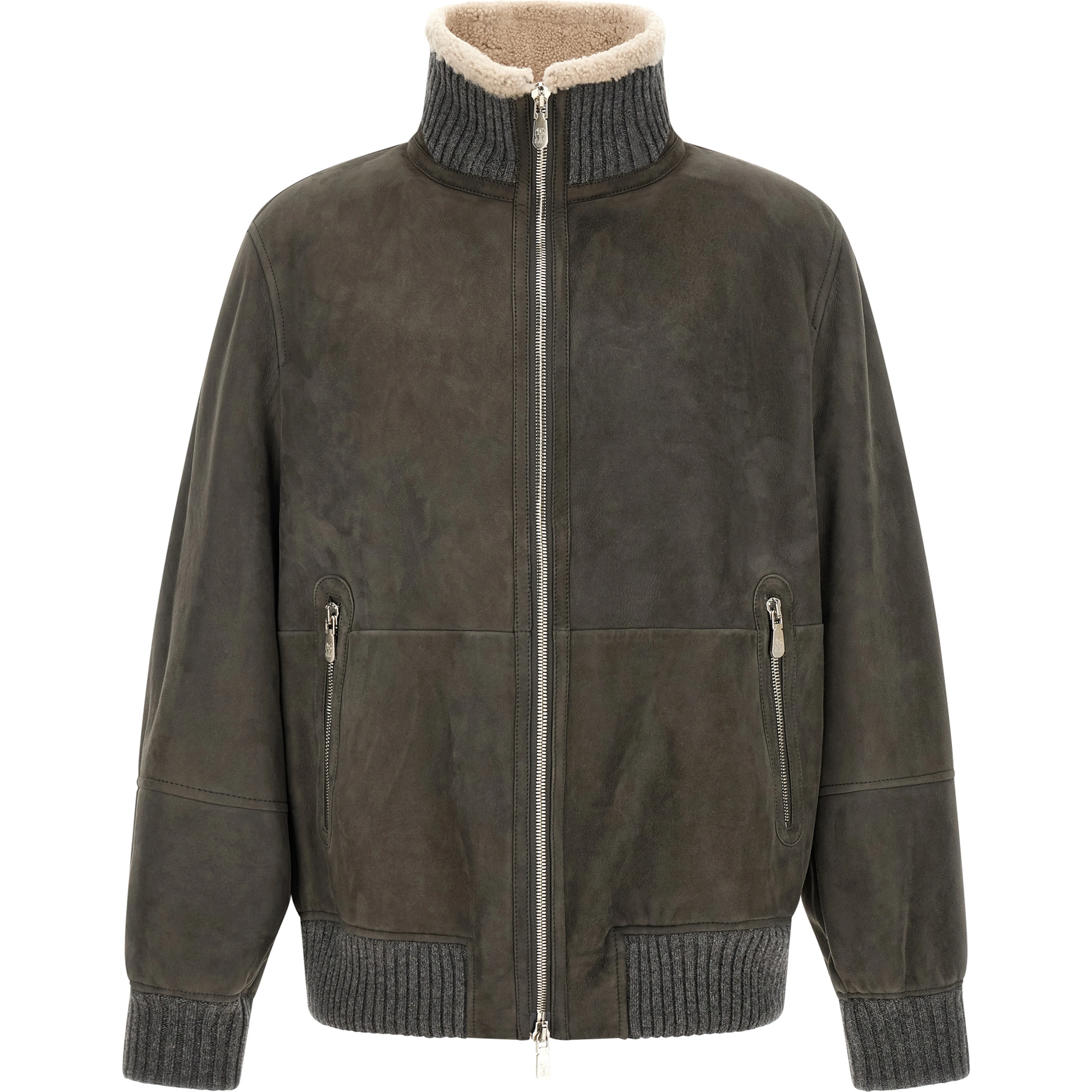 Gray Lamb Leather Leather Jacket