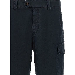 Blue Cotton Cargo Pants