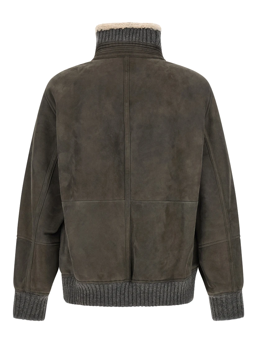 Gray Lamb Leather Leather Jacket