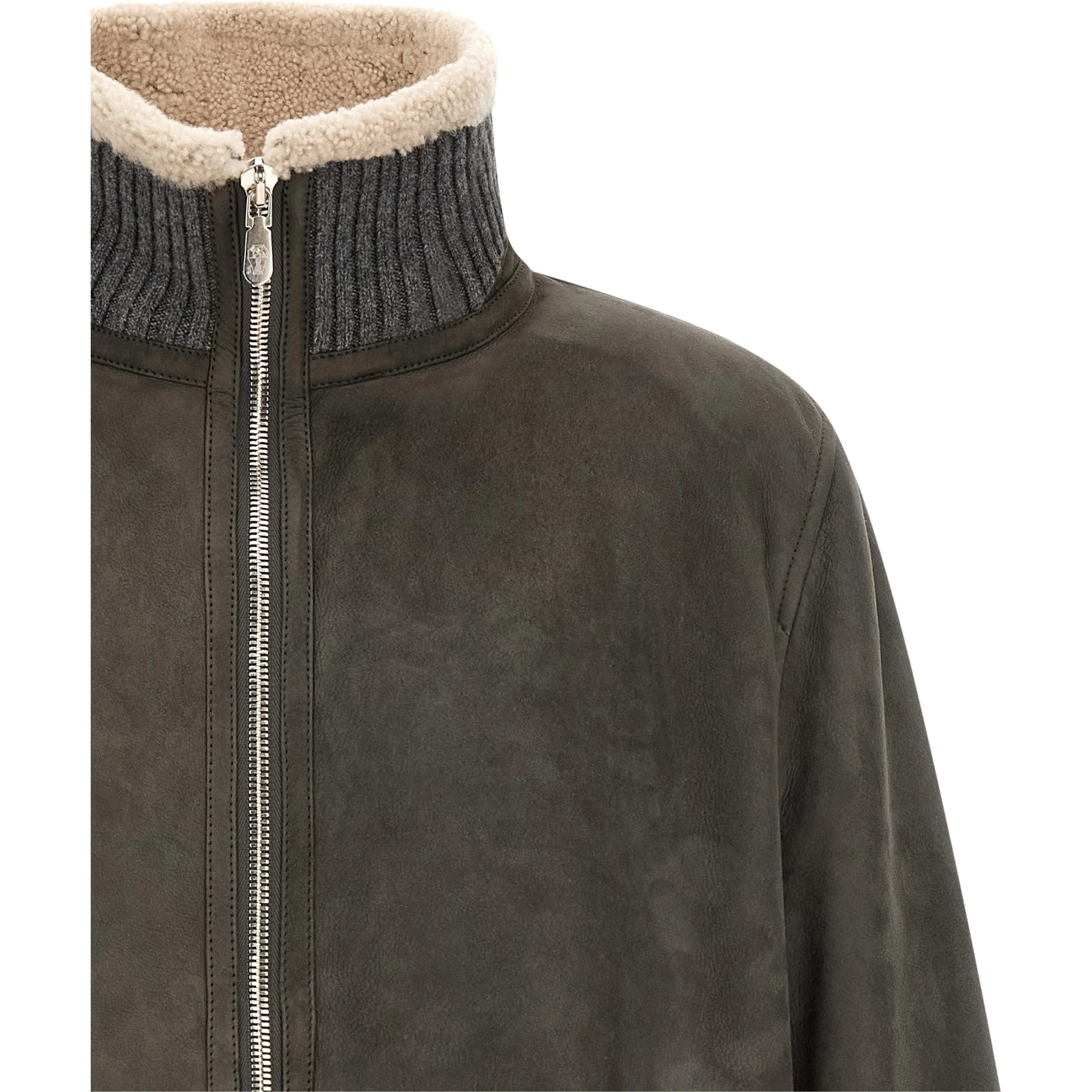 Gray Lamb Leather Leather Jacket