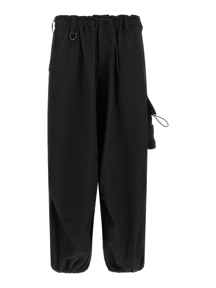 Black Polyester Cargo Pants