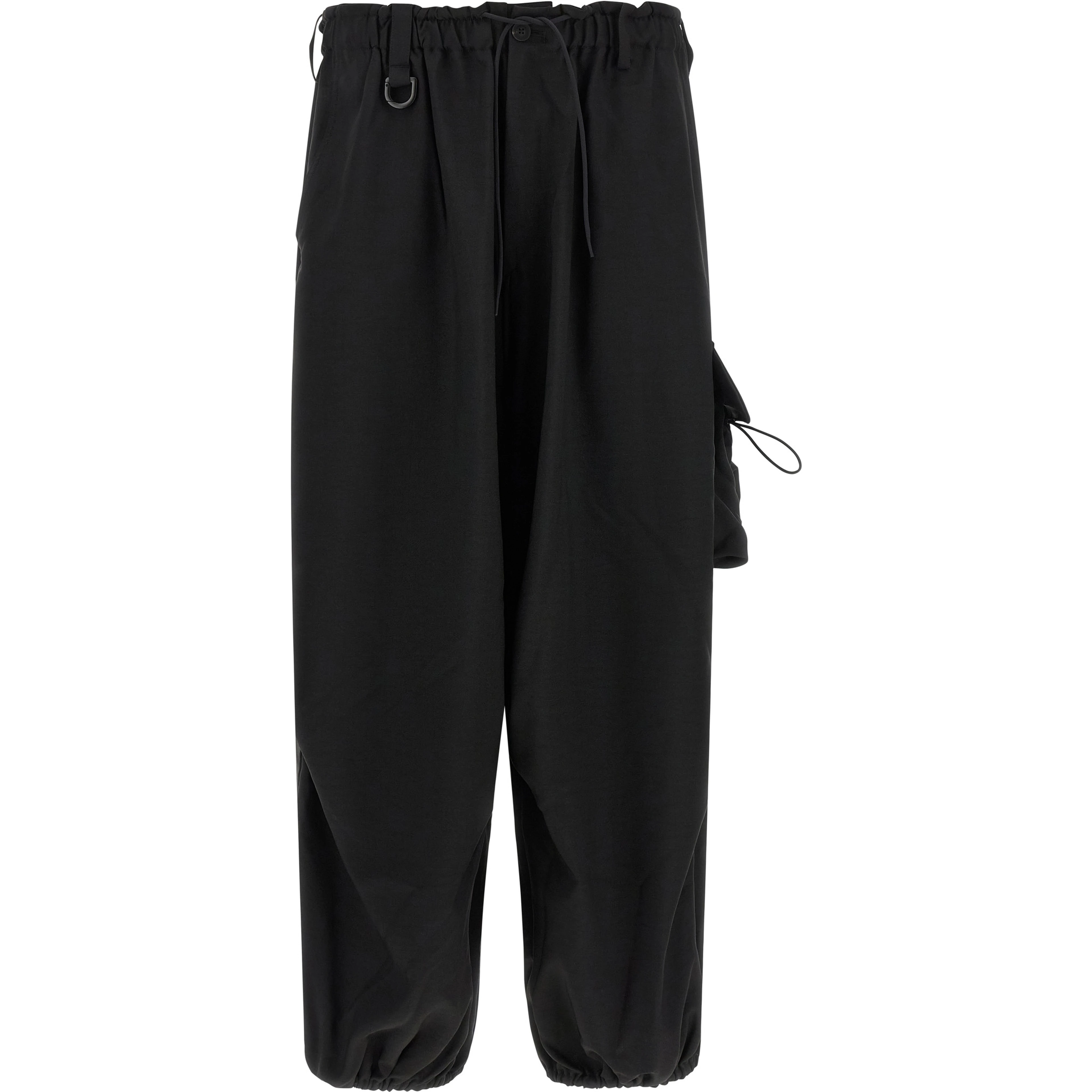 Black Polyester Cargo Pants