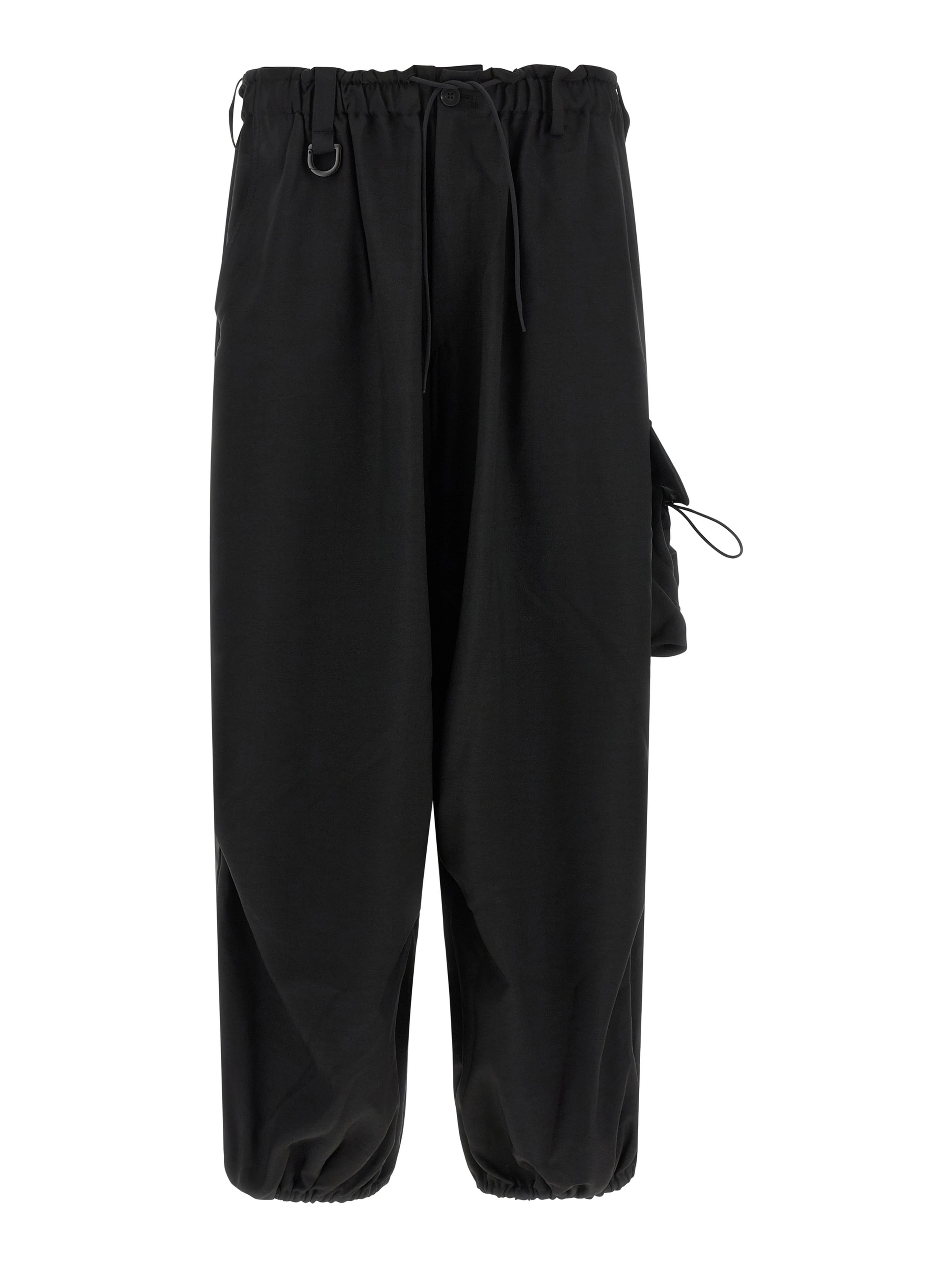 Black Polyester Cargo Pants