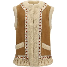 Beige Lamb Ovis Aries Aries Sleeveless Jacket