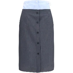 Gray Cotton Midi Skirt