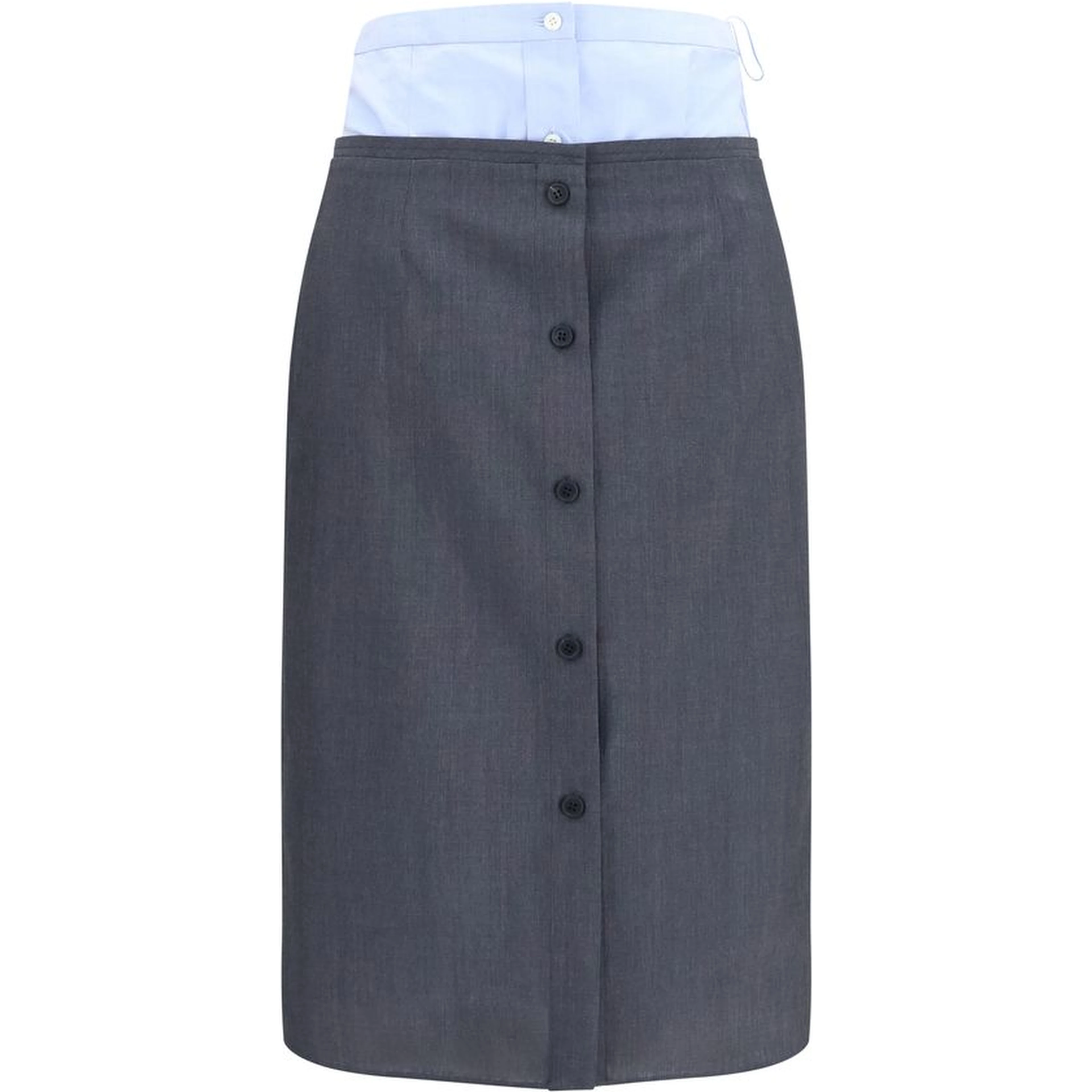 Gray Cotton Midi Skirt