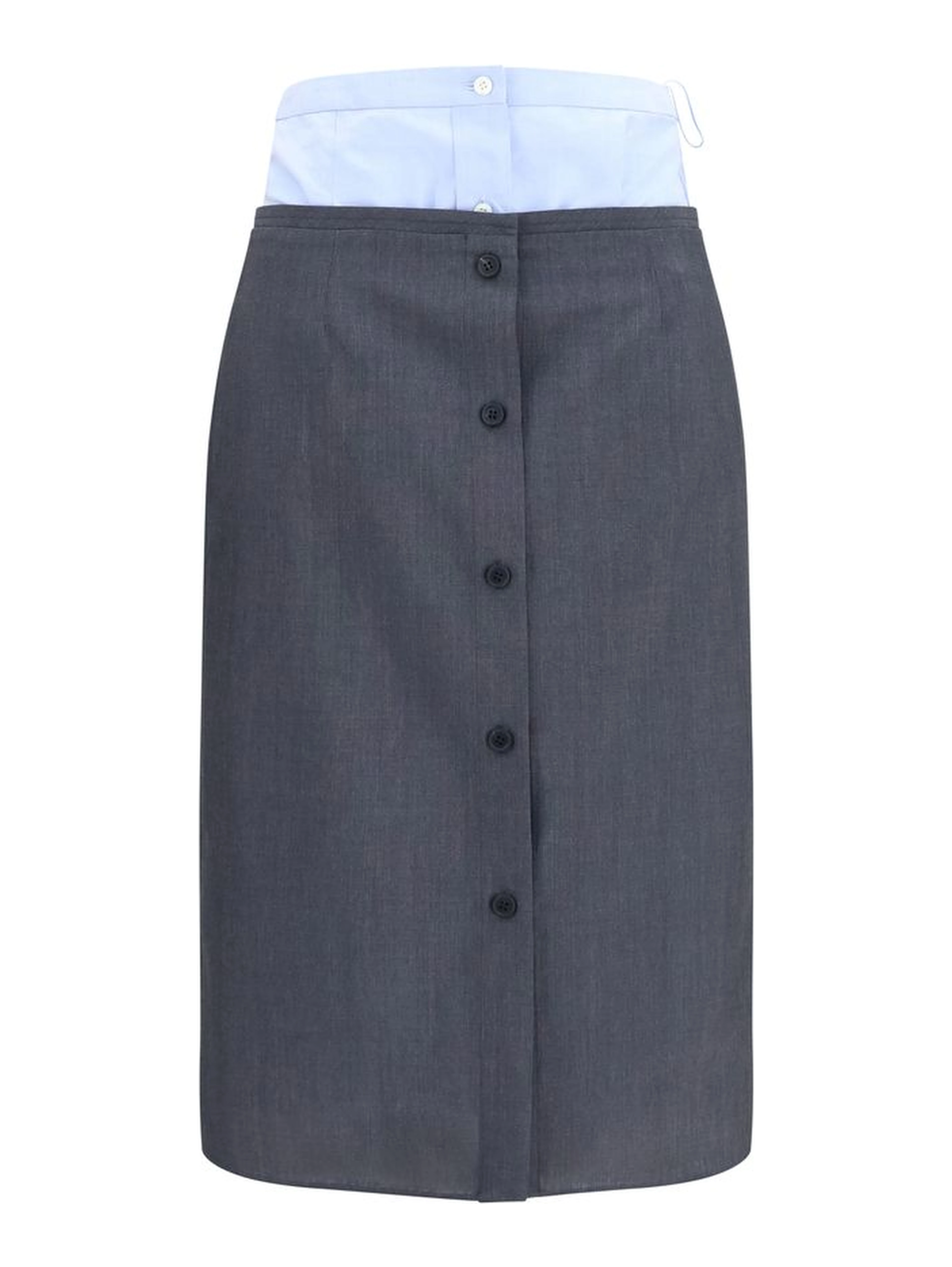 Gray Cotton Midi Skirt