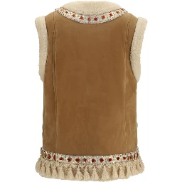 Beige Lamb Ovis Aries Aries Sleeveless Jacket