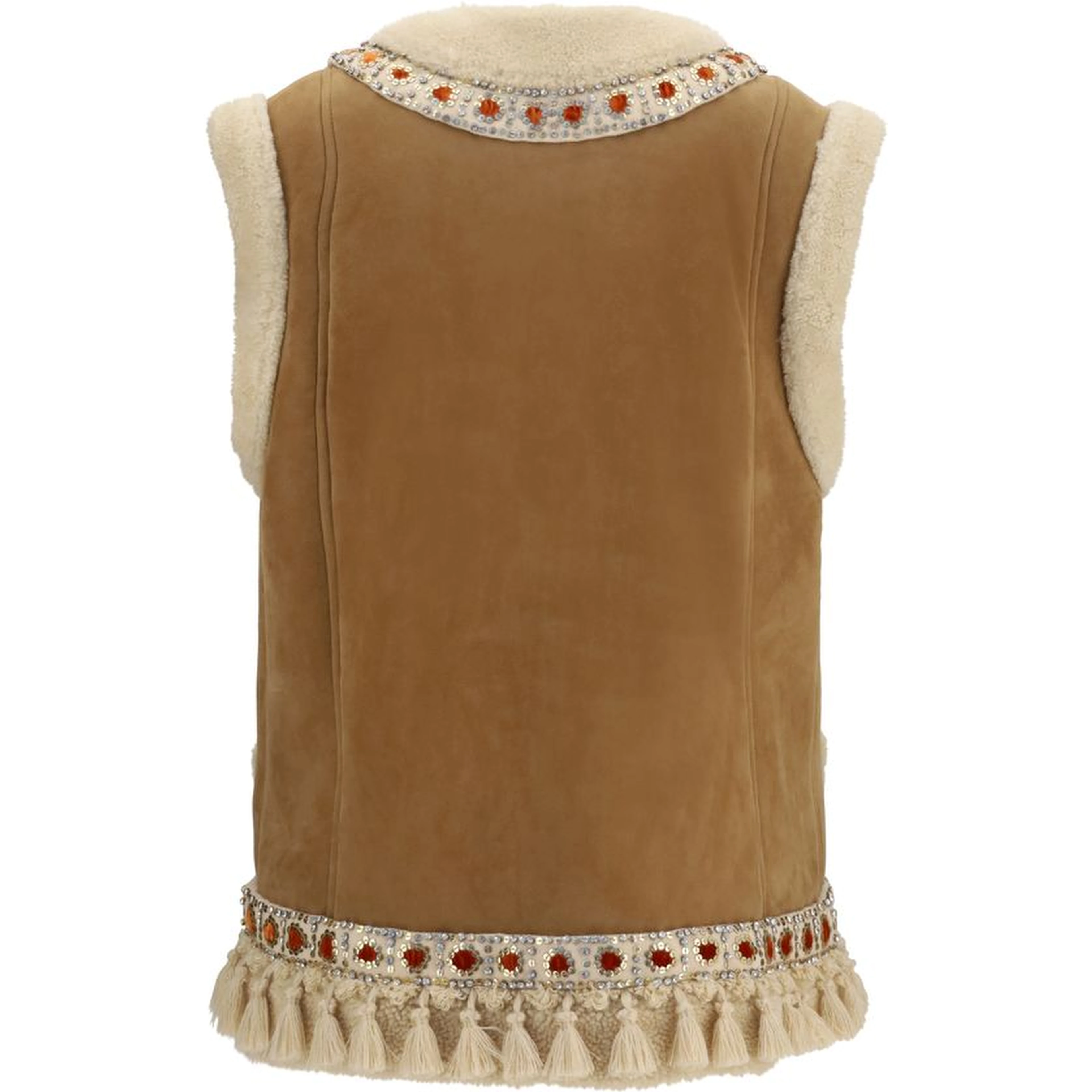 Beige Lamb Ovis Aries Aries Sleeveless Jacket