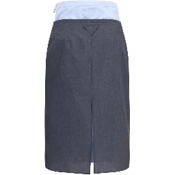 Gray Cotton Midi Skirt