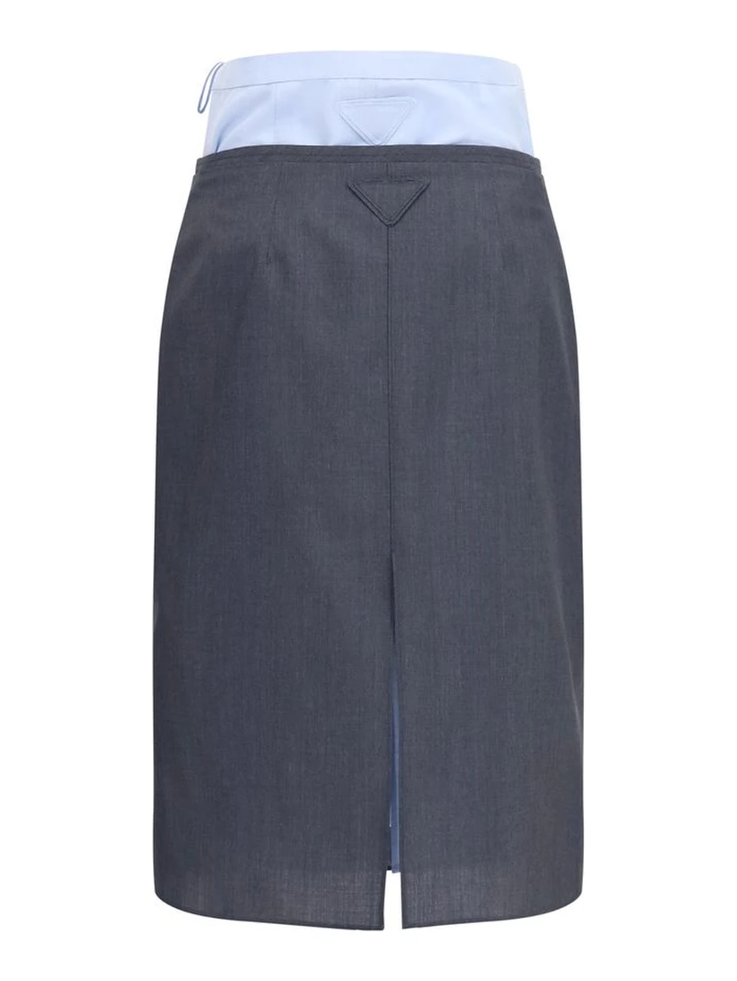 Gray Cotton Midi Skirt