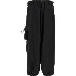 Black Polyester Cargo Pants