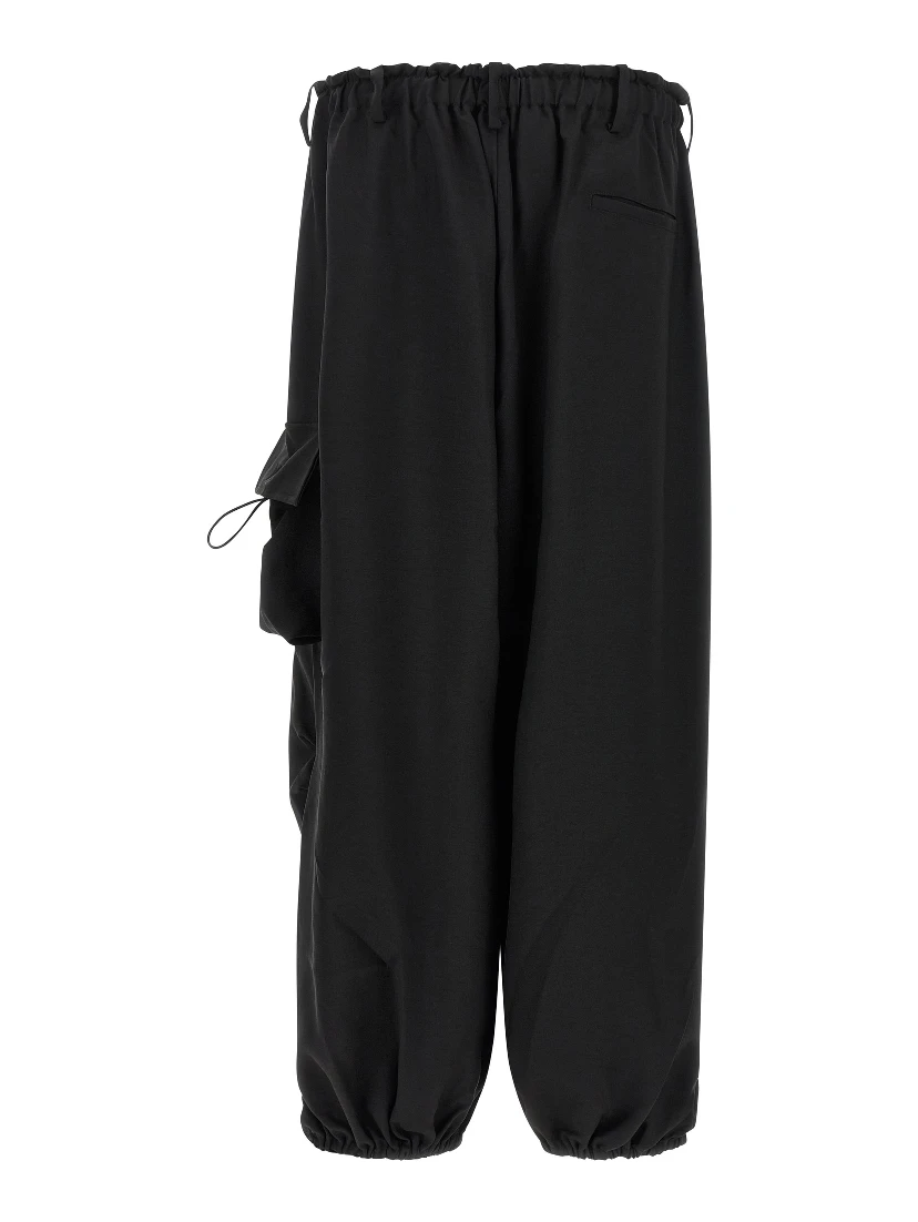 Black Polyester Cargo Pants