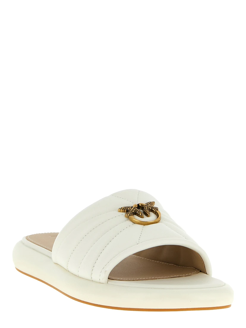 White Lambskin Slides