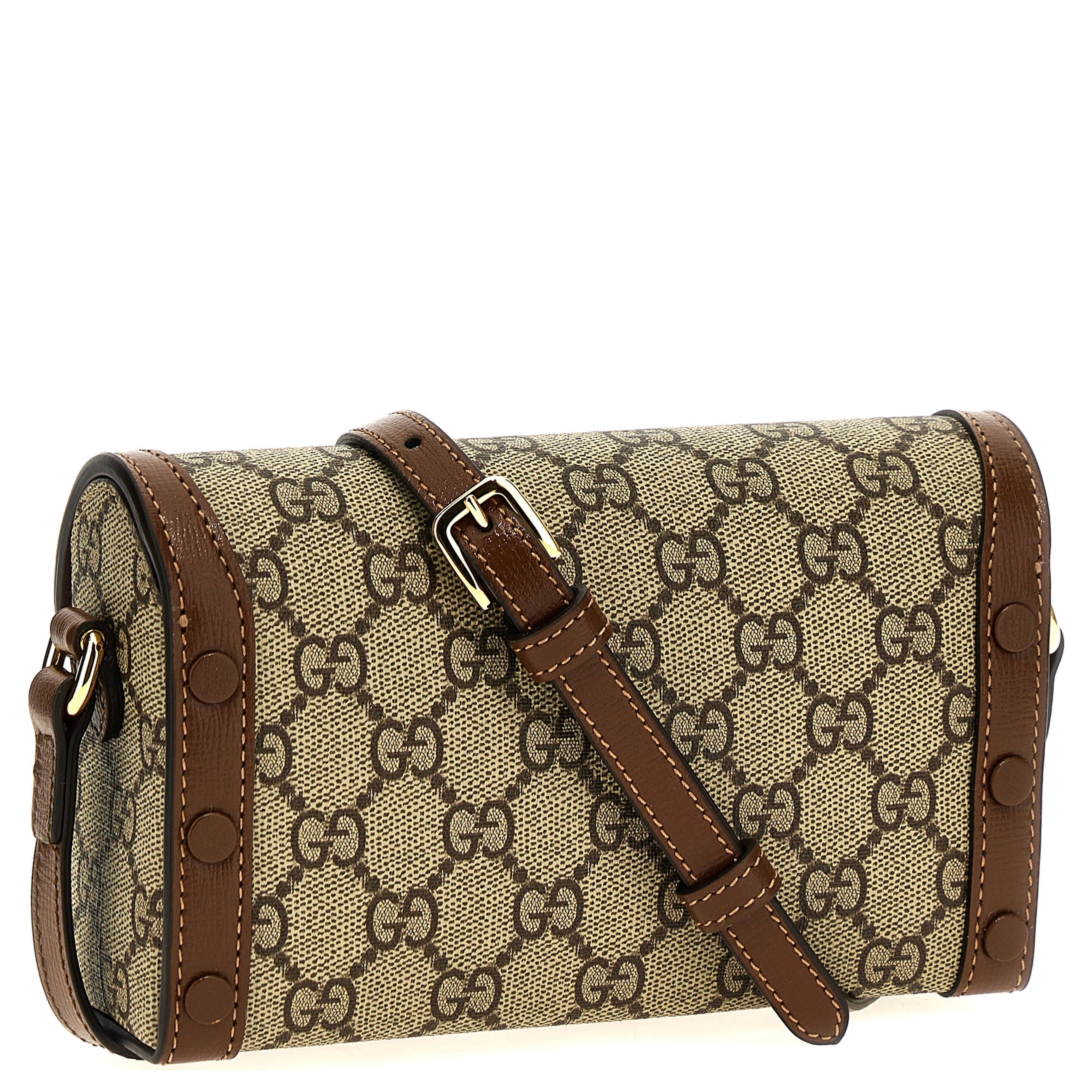 Brown Polyethylene Crossbody Bag