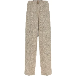 Beige Polyester Casual Pants