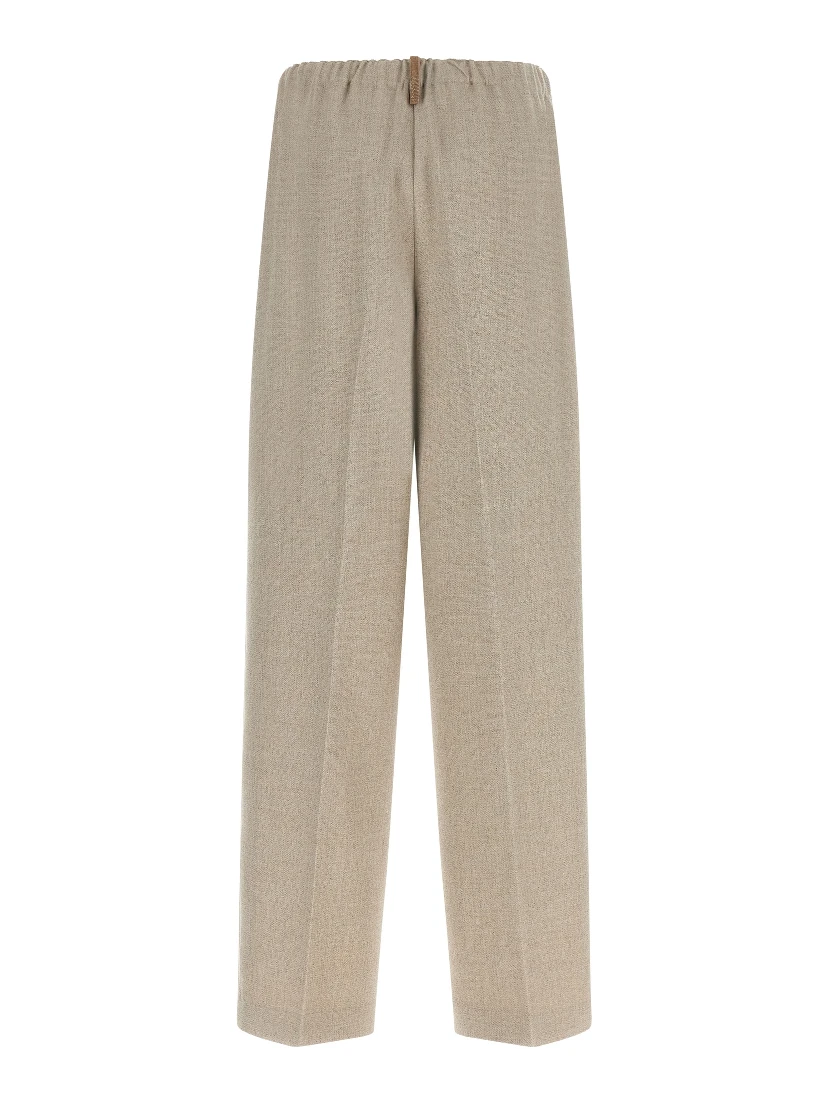 Beige Polyester Casual Pants