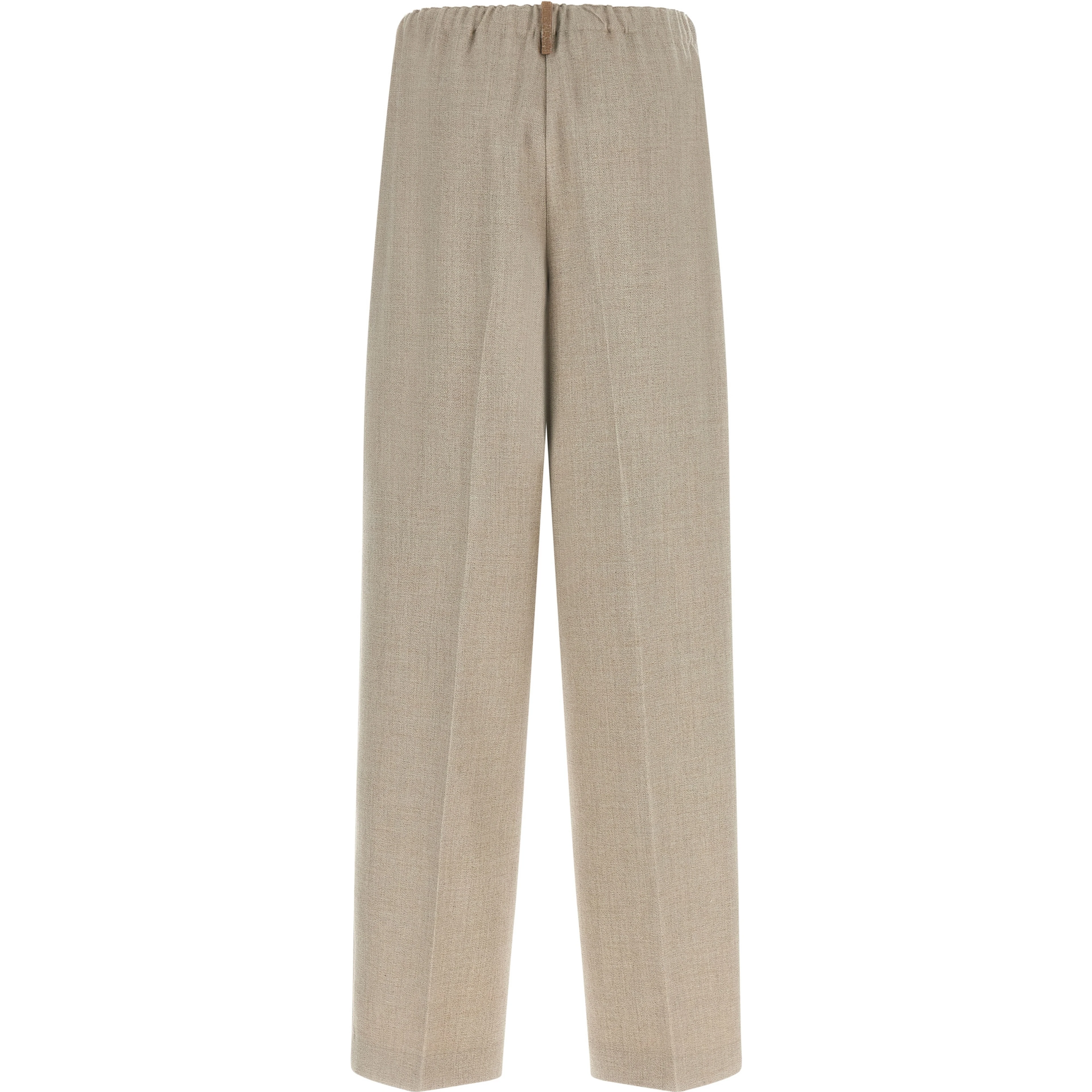 Beige Polyester Casual Pants