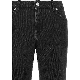 Black Cotton Flared Jeans