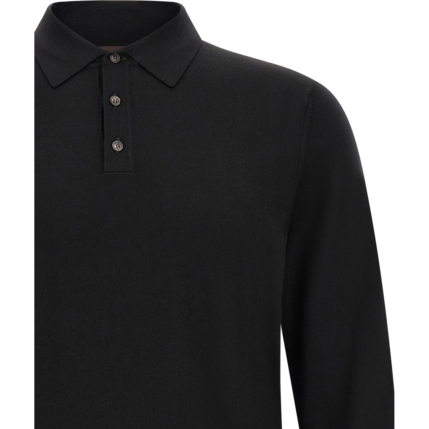 Black Virgin Wool Polo Shirt