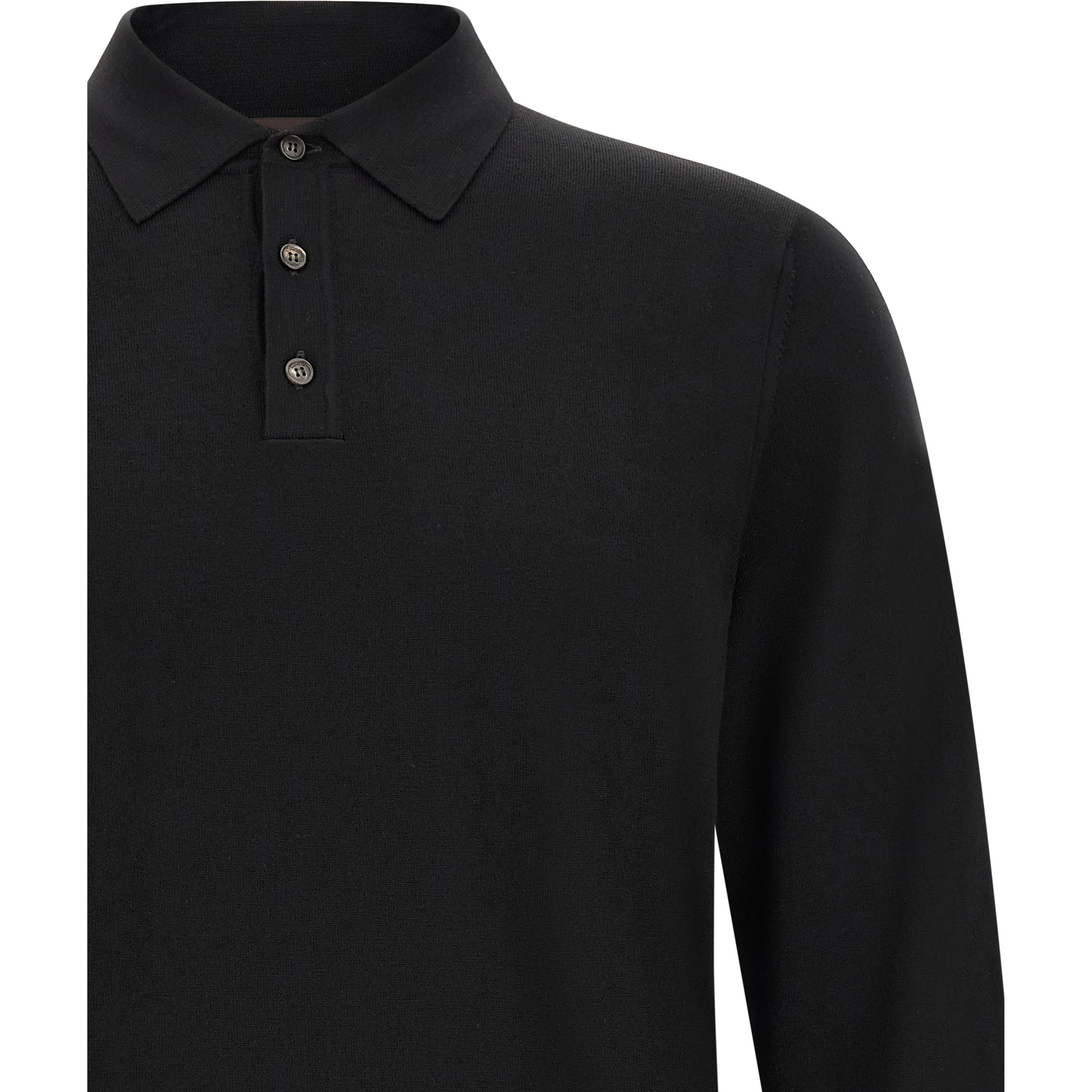 Black Virgin Wool Polo Shirt