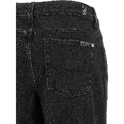 Black Cotton Flared Jeans