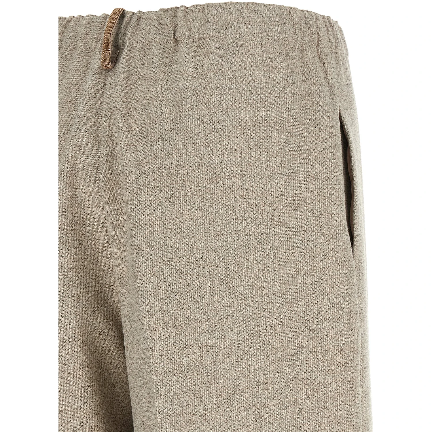 Beige Polyester Casual Pants