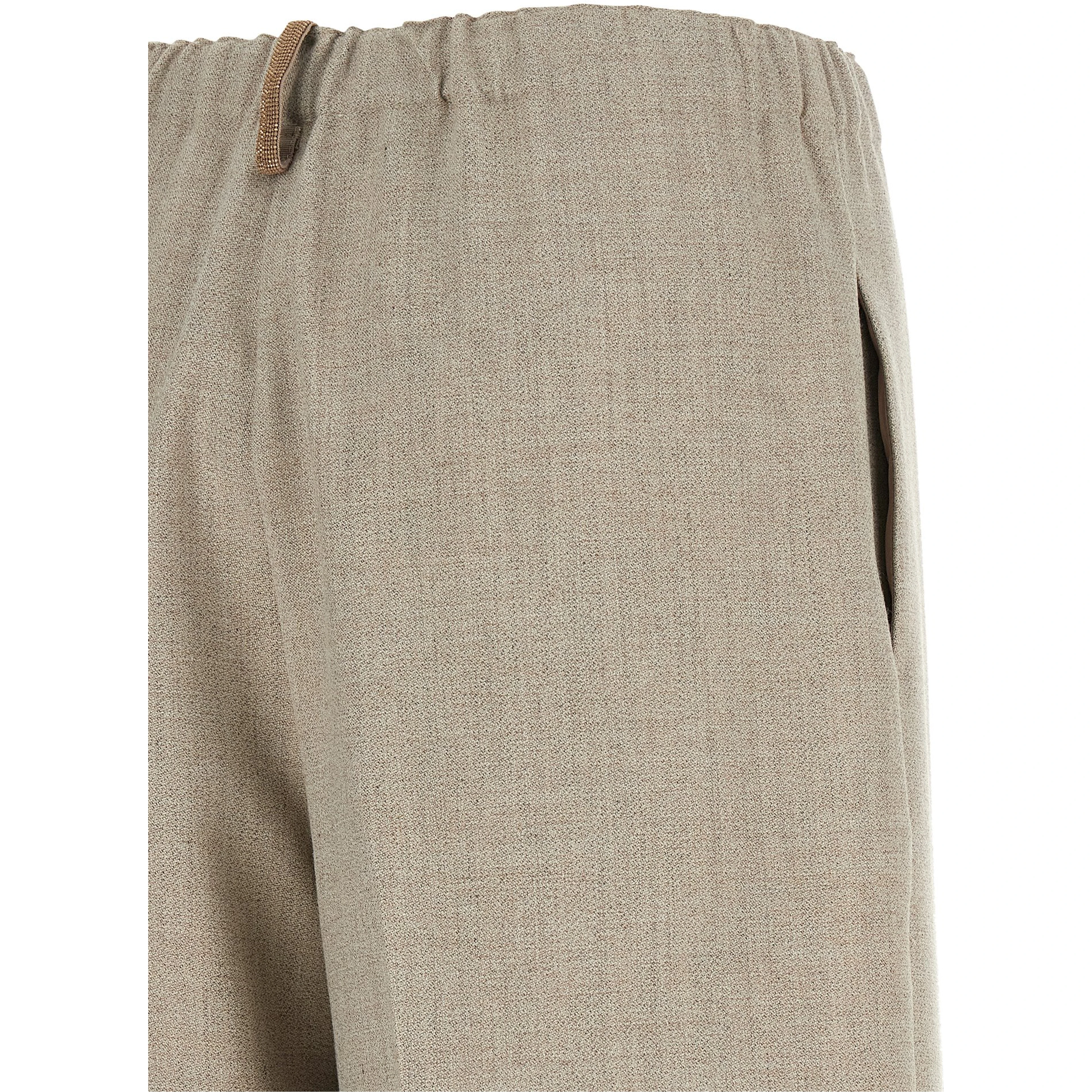 Beige Polyester Casual Pants