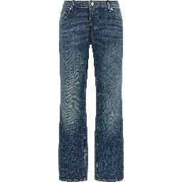 Blue Cotton Tapered Jeans