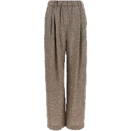 White Virgin Wool Casual Pants